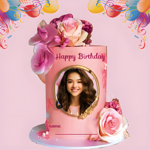 Photo & Name On Birthday Cake Logo