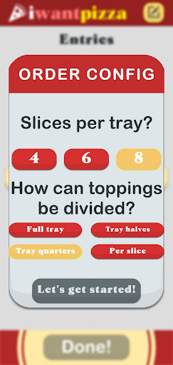 iWantPizza - Pizza Calculator Screen 2