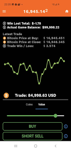 Bitcoin Trade Simulator Screen 3