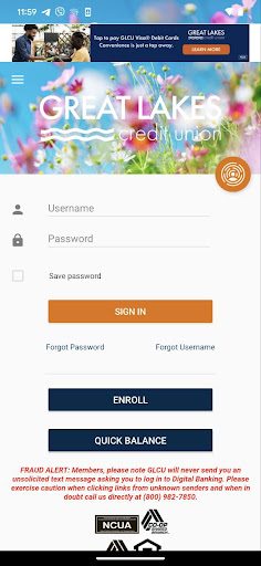 Android application GLCU Mobile Banking screenshort