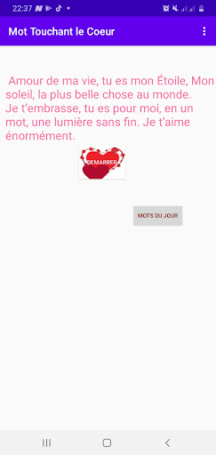 Android application Mot Touchant le cœur 2023 screenshort