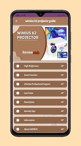 Android application wimius k2 projector guide screenshort