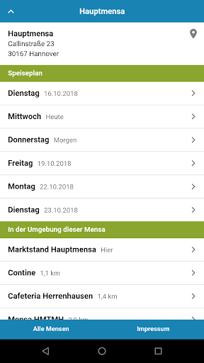 Android application Mensa Hannover screenshort