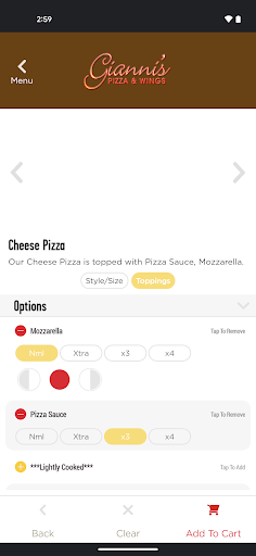 Screenshot of Gianni's Pizza & Wings