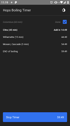 Android application Hops Boiling Timer screenshort