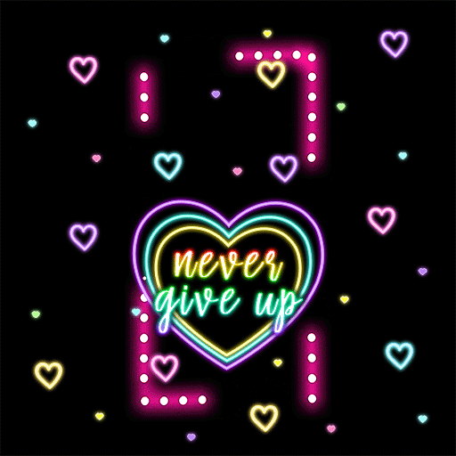 Neon Never Give Up - Wallpaper logo