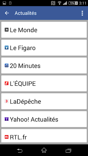 Android application Actualités screenshort