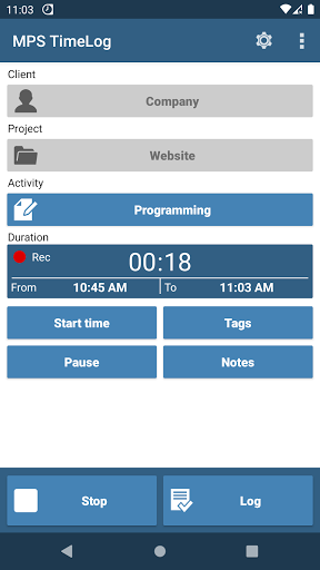 MPS TimeLog Free Screen 2