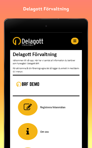 Android application Delagott Förvaltning screenshort