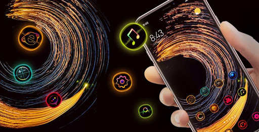 Abstract dark golden shining circles bright theme