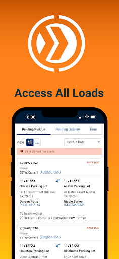 Android application CentralDispatch Carrier Hub screenshort