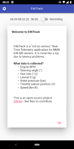 Android application E46Track screenshort