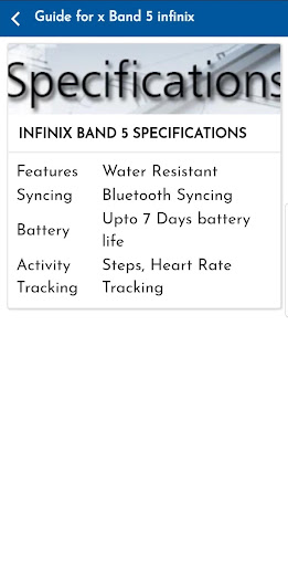 Guide for x Band 5 infinix