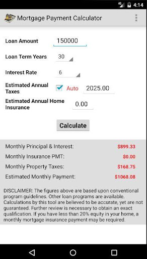 Android application Simple Mortgage Calculator screenshort