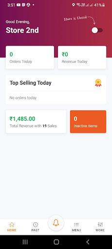 Android application Hunger Bells Vendor App screenshort
