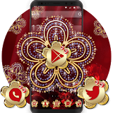 red golden flower theme luxurious wallpaper icon