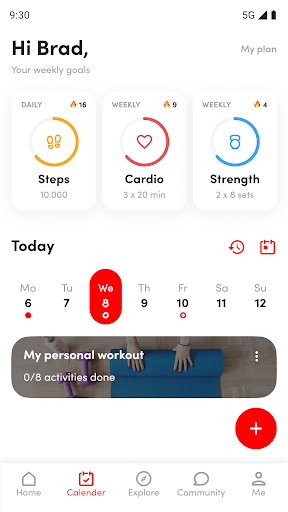 Android application Level Up Fitness screenshort