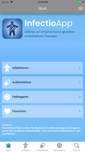 Android application InfectioApp screenshort