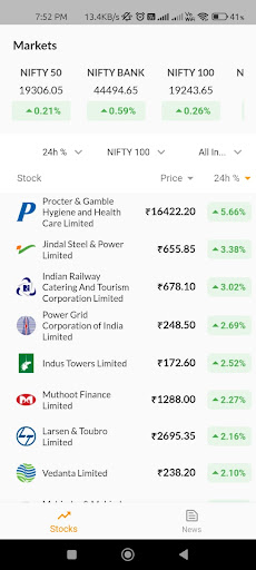 Android application Stock Market Gainers & Losers screenshort