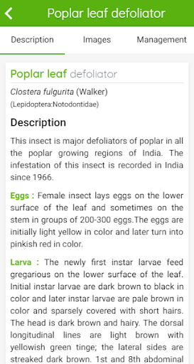 Android application Insect Pests of Poplar screenshort