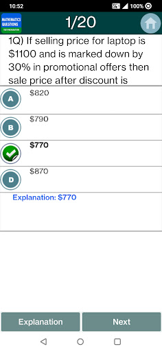 Mathematics Basics Questions Screen 3