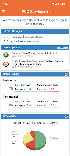 Android application MyPUC screenshort