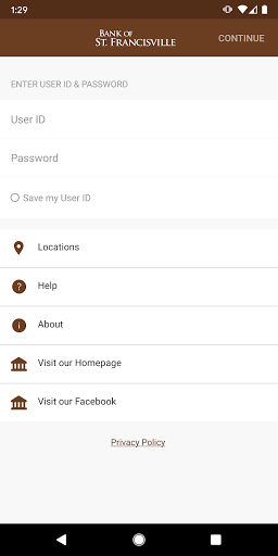 Android application Bank of St Francisville Mobile screenshort