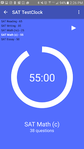SAT TestClock Screen 3