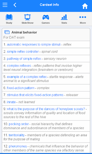 Screenshot of DAT Flashcards