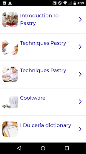 Android application Pastry Course screenshort