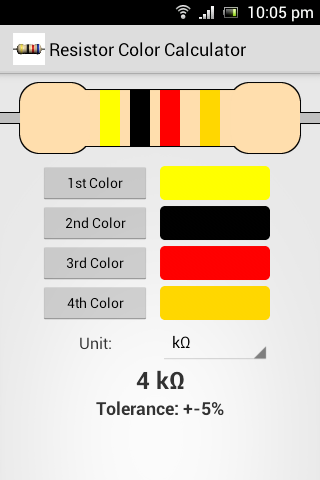 Resistor Color Calculator Screen 2