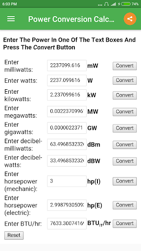 Power Conversion Calculator