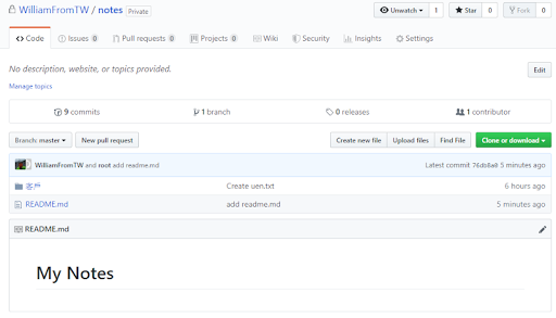 Android application GIT Note Taking screenshort