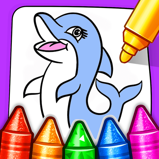 Coloring Dolphins and Sharks logo