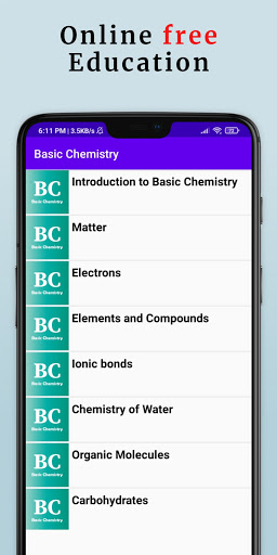 Android application Basic Chemistry screenshort