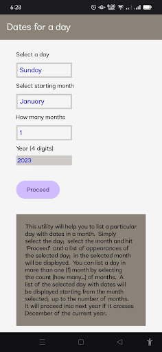 Dates-n-Days Screen 2