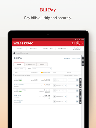 Screenshot of Wells Fargo Mobile®