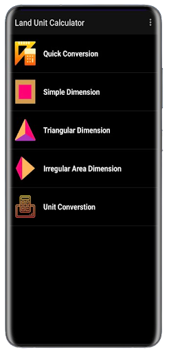 Android application Land Unit Calculator screenshort