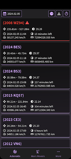 Android application Celestial Tracker screenshort