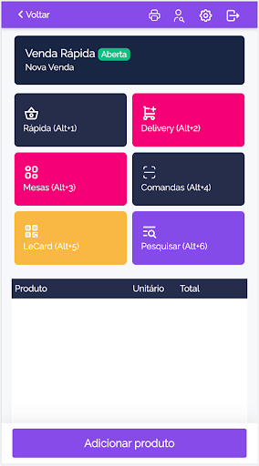 LeCard Comandas Screen 2