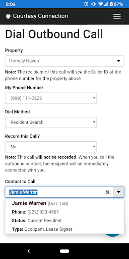 Courtesy Connection Screen 2