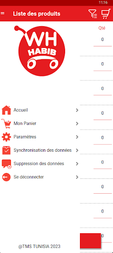 Android application WH Commande screenshort