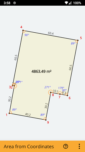 Area from Coordinates Screen 2