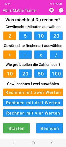 Android application Abi´s Mathe Trainer screenshort