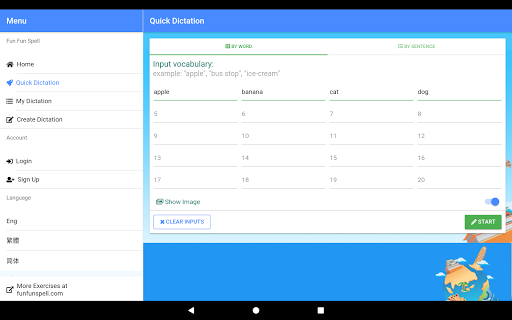 Screenshot of FunFunSpell English Dictation