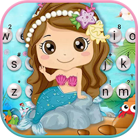 Тема для клавиатуры Cartoon Mermaid Pearls