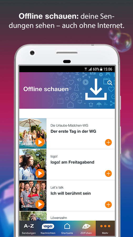 Android application ZDFtivi für Kinder screenshort