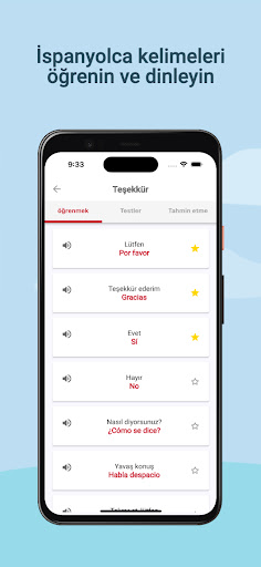 Android application Ispanyolca öğrenmek screenshort
