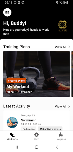 Android application Elements Fitness Ansbach screenshort