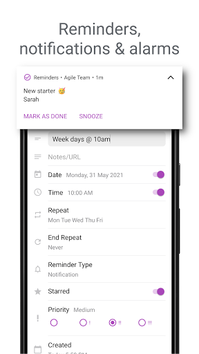 Screenshot of Reminders to do list and notes